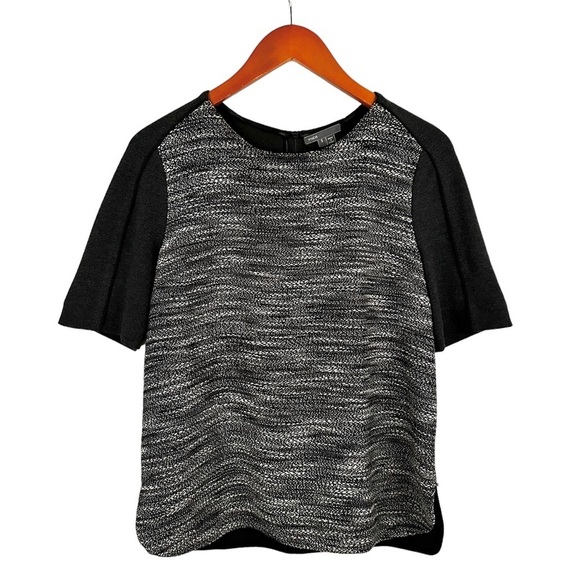 VINCE Boxy Textured Tweed & Wool Contrast Shirt - Picture 12 of 13